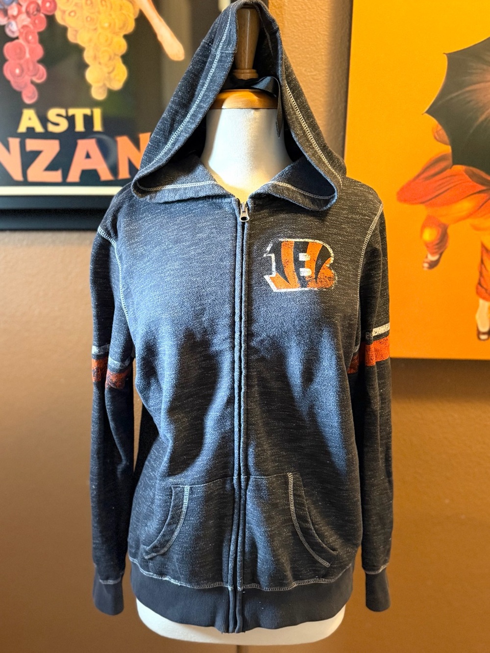 Bengals Football - Dark Grey/Black Hooded Zip Sweatshirt